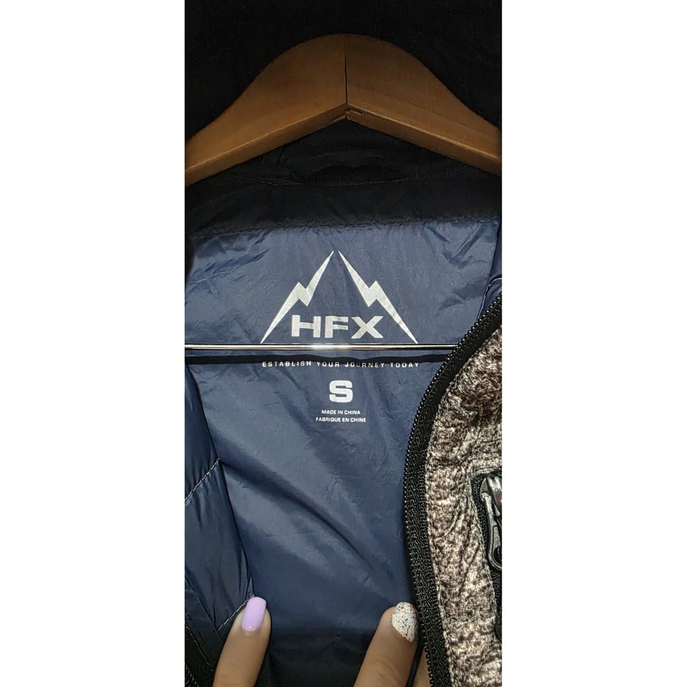 HFX Performance Jacket Coat Women Sz S Brown Gray Hooded Down Puffer Quilted EUC - Picture 3 of 7